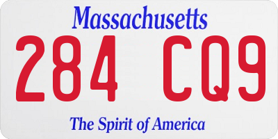 MA license plate 284CQ9