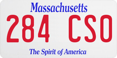 MA license plate 284CS0