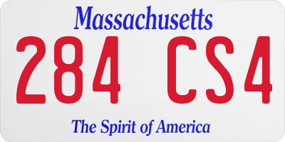 MA license plate 284CS4
