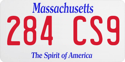 MA license plate 284CS9