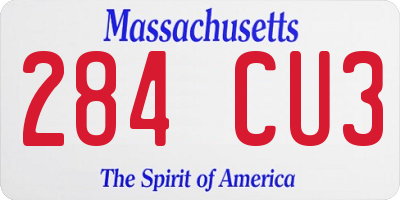 MA license plate 284CU3
