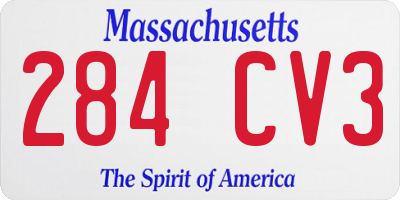 MA license plate 284CV3