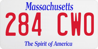 MA license plate 284CW0
