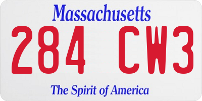 MA license plate 284CW3
