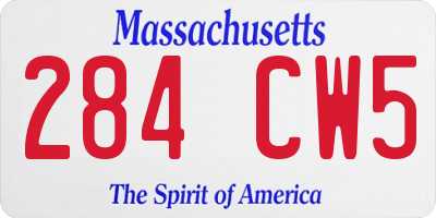 MA license plate 284CW5