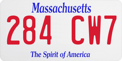 MA license plate 284CW7