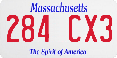 MA license plate 284CX3