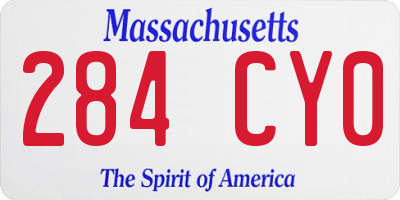 MA license plate 284CY0
