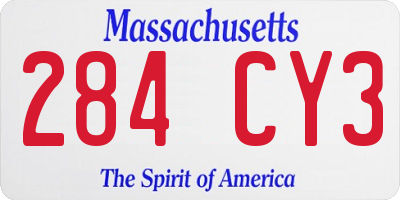 MA license plate 284CY3