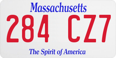 MA license plate 284CZ7