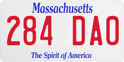 MA license plate 284DA0