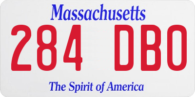 MA license plate 284DB0