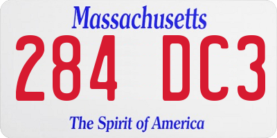 MA license plate 284DC3