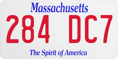 MA license plate 284DC7