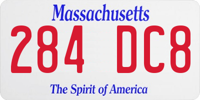 MA license plate 284DC8