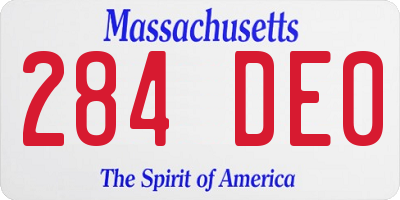 MA license plate 284DE0