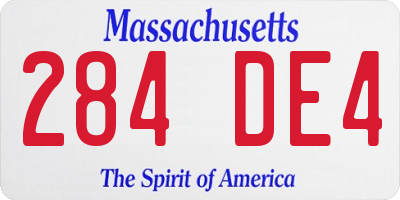 MA license plate 284DE4