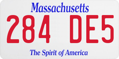 MA license plate 284DE5
