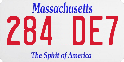 MA license plate 284DE7