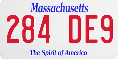 MA license plate 284DE9