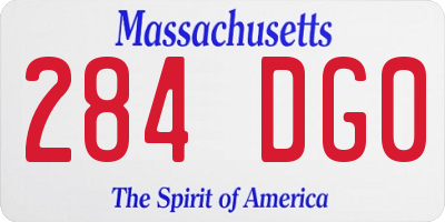 MA license plate 284DG0