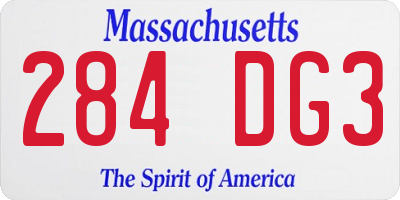 MA license plate 284DG3