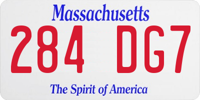 MA license plate 284DG7
