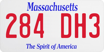 MA license plate 284DH3