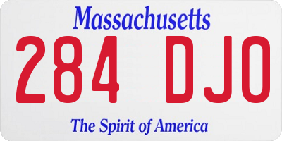 MA license plate 284DJ0