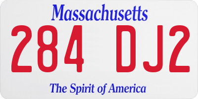 MA license plate 284DJ2