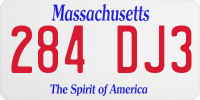 MA license plate 284DJ3