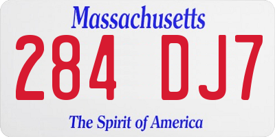 MA license plate 284DJ7