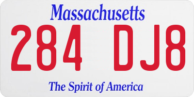 MA license plate 284DJ8