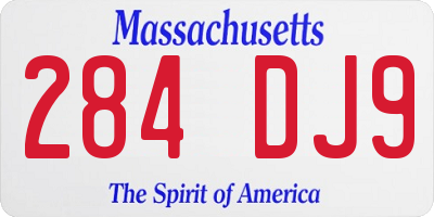 MA license plate 284DJ9