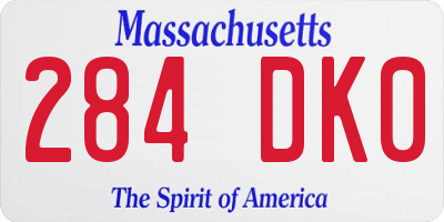 MA license plate 284DK0