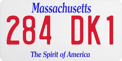 MA license plate 284DK1