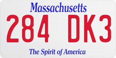 MA license plate 284DK3