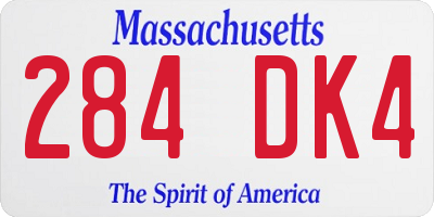 MA license plate 284DK4