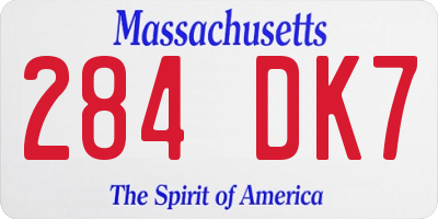 MA license plate 284DK7