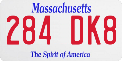 MA license plate 284DK8