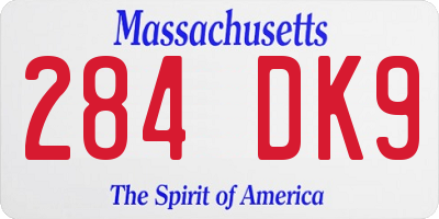 MA license plate 284DK9