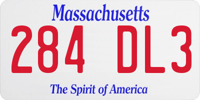MA license plate 284DL3