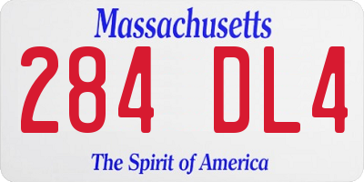MA license plate 284DL4