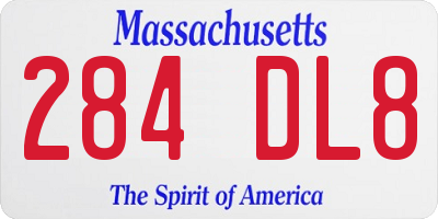 MA license plate 284DL8