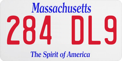 MA license plate 284DL9