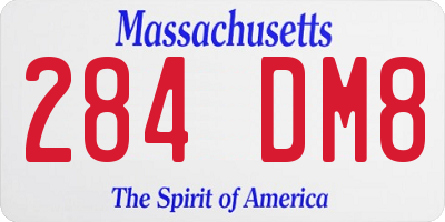 MA license plate 284DM8