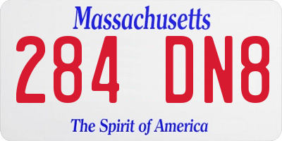 MA license plate 284DN8