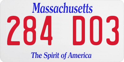 MA license plate 284DO3