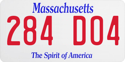 MA license plate 284DO4