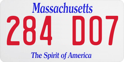MA license plate 284DO7